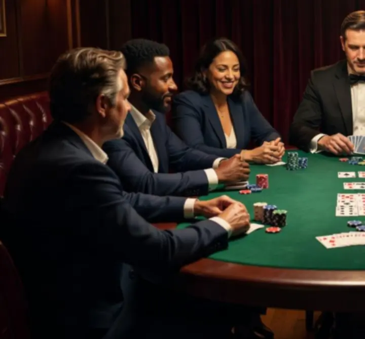 Stół pokerowy przygotowany na wieczór Poker Night