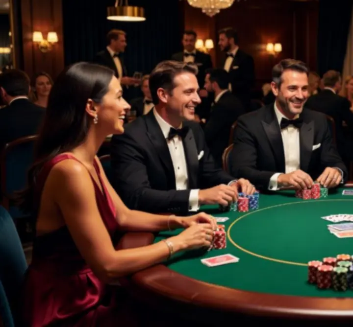 Profesjonalny pokerowy stół przygotowany na wieczór kasynowy