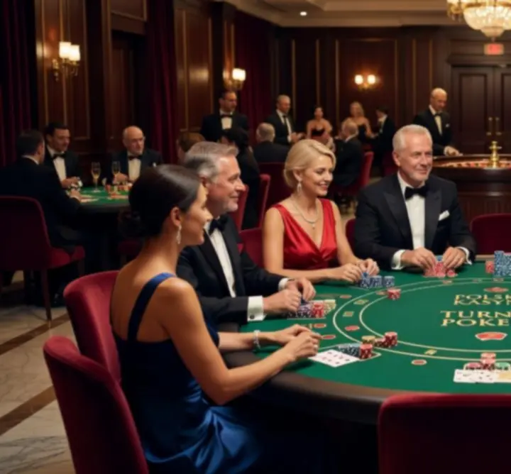 Profesjonalny wieczór pokerowy z uczestnikami przy stole